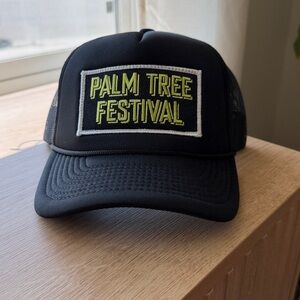 Aviator Nation Black Palm Tree Festival Trucker Hat